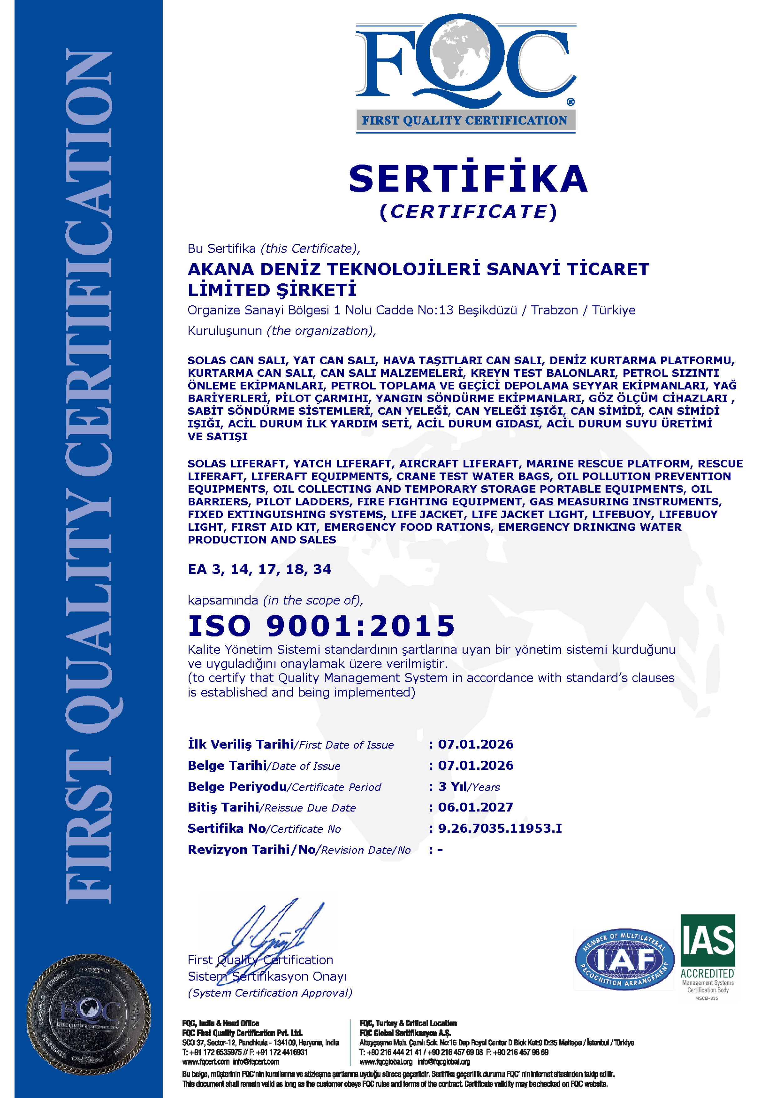 ISO 22000 Certificate